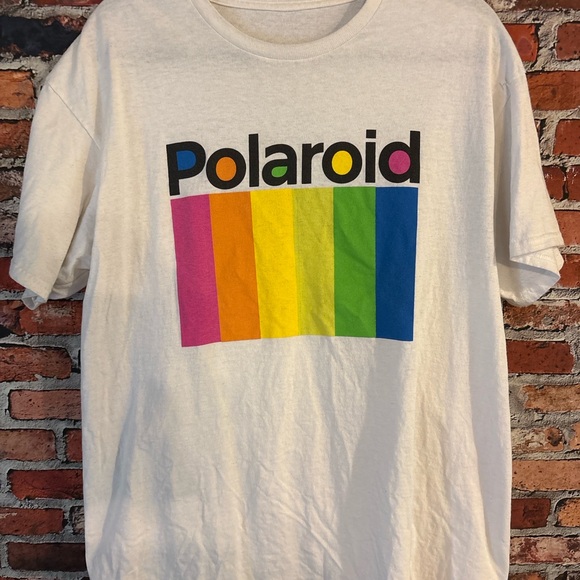 Polaroid White Tee with Rainbow Logo - Picture 1 of 2